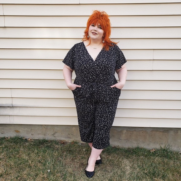 Kaileigh Stitch Fix Jullian Knit Short Sleeve Jumpsuit Size 2X • Black & Tan NWT - Picture 2 of 5